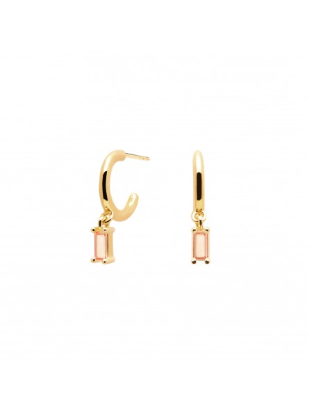 Collection AISHA - ALIA - Boucles d'oreillesen argent doré avec oxydes de zirconium champagnes