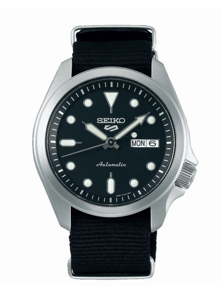 Montre Homme Seiko S5S SRPE67K1 - Mouvement automatique - Cadran noir - Bracelet nylon noir