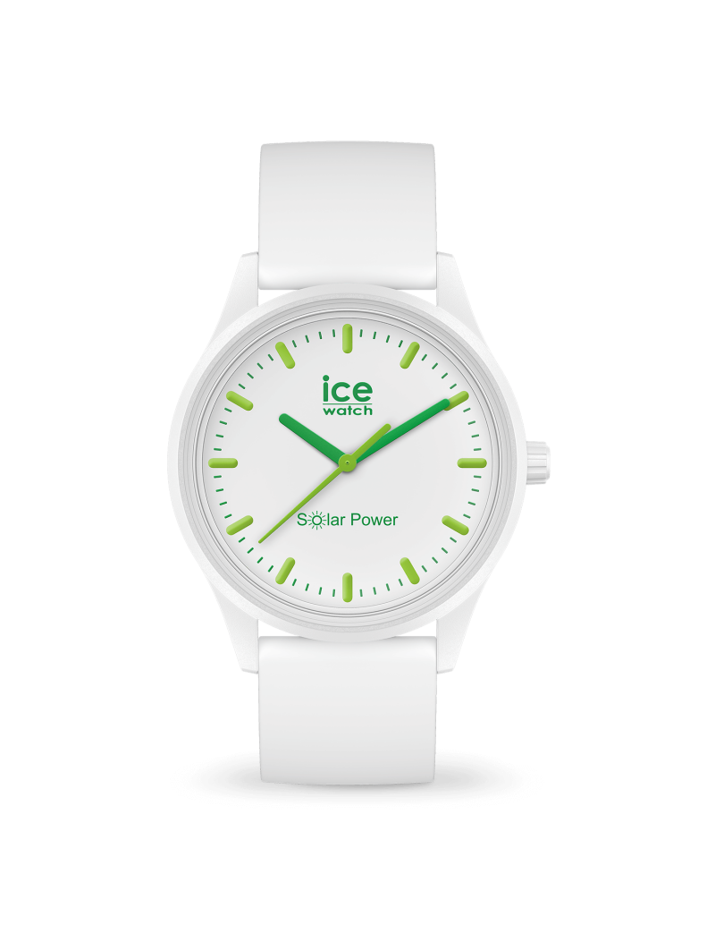 Montre Unisexe Ice Watch Solar Power Mixte - Boitier Plastique Blanc - Bracelet Silicone Blanc - Réf. 17762