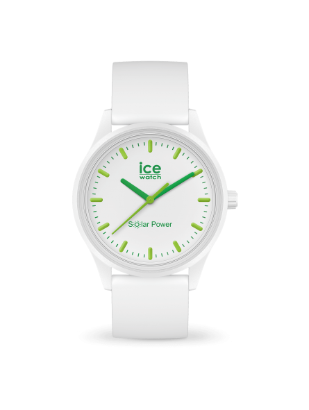 Montre Unisexe Ice Watch Solar Power Mixte - Boitier Plastique Blanc - Bracelet Silicone Blanc - Réf. 17762