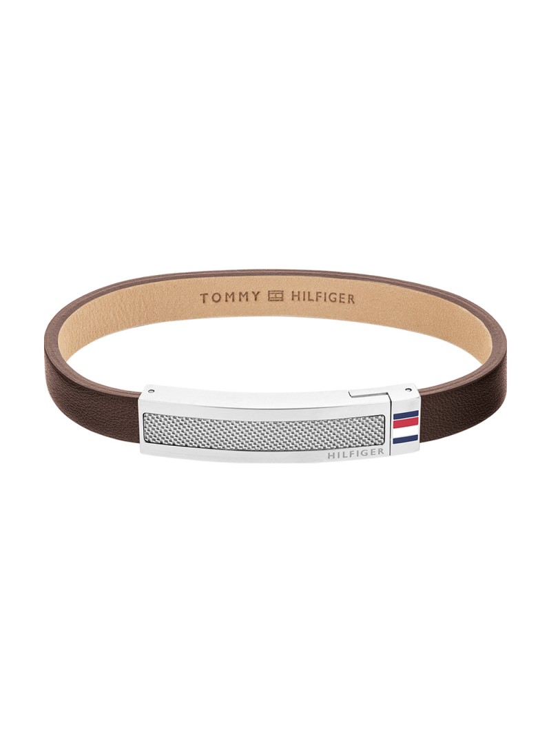 Bracelet Homme Tommy Hilfiger Cuir marron avec motif acier